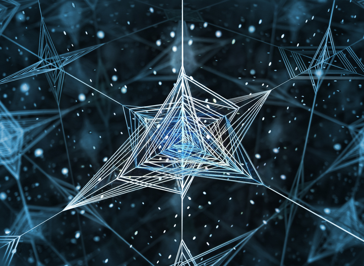 Photography of a kaleidoscope background depicting a triangular star.